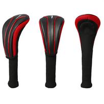 3Pcs Golf Wood Club Head Protective Covers PU Leather Patchwork Golf Headcovers with Soft Lining