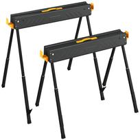 Set of 2 Folding Sawhorses Adjustable Height for Wood 2x4 with Handle Hooks Supports up to 500 kg Black 93 x 50 x 85.5 cm