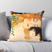 Gustav Klimt Mother And Child Square Pillowcase Polyester Linen Velvet Creative Zip Decor Bed Cushion Cover 30X30CM orange
