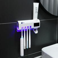 Saulės energijos UV dantų šepetėlio laikiklis Automatinis dantų pastos spaustukas Sieninis dantų pastos dozatorius Namų vonios kambario priedai balta