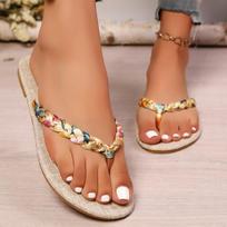 Summer Elegant Round Toe and Sexy Low Heel Casual Slippers Fashionable Best Selling New Comfortable Plus Size Women's Slippers 36