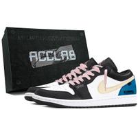 Jordan Air Jordan 1 Low top Vintage Basketball Shoes Men's White Blue Black 553558-040(Team1920--) 42
