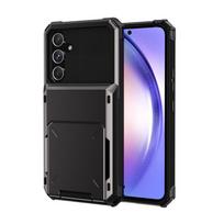 Heavy Duty Card Holder Armor Hard Case For Samsung S26 Ultra S25 S24 S23 Plus A57 A37 A17 Hidden Flip Slot Shcokproof Back Cover Galaxy S26 pilka spalva