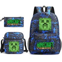 Minecraft Kuprinė Žaidimo Prekės Studentas Didelės Talpos Spausdinimas Trys Dalys Kuprinė Vyrams Ir Moterims Three-piece set black