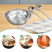 Divided Pot Chinese Shabu Stainless Steel Soup Cookware Double Flavor Hotpot with 33cm gray