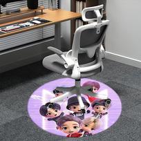 Kpop kėdės kilimėlis Apvalus kilimas-Biuro kilimas, Skalbiamas mašinoje, Neslystantis, Tinka svetainėms, Miegamiesiems 80cm gray