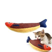Interactive Catnip Fish Toy Cats, Soft Plush Cat Kicker Toy with Crinkle Sound, Durable Bite-Resistant Fish Chew Toy for Kitten Teeth Cleaning 1pcs brown