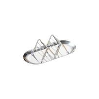 W-shaped Stainless Steel Taco Holder with Sauce Cup Rust-proof Taco Stand with Tray Non-slip for 1/2/3/4 Tacos white