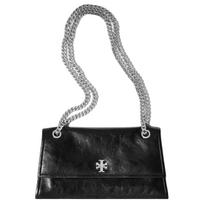 Tory Burch Kira Classic Flap Silhouette Design Sharp Edges Lambskin Leather Mini Shoulder Bag Women Shoulder Bag Black 176642-001 Shopping Bag Set(Basic Set+Shopping Bag)