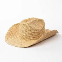 Hand-crocheted Natural Raffia Straw Western  Cowboy Hat for Women Men Summer Wide Brim Sun Hat Outdoor Breathable Beach Panama M 56-58cm šiaudai