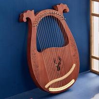 16 Strings Lyre Harp Mahogany Wood Harp Piano Stringed Musical Instrument With Tuning Wrench Spare Strings