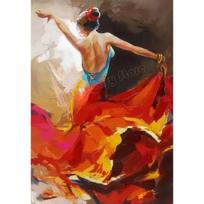 Graffiti Flamenco Šokėja Raudona Suknele Seksuali Šokanti Mergina Plakatas Drobės Tapyba Sienos Menas Namų Baro Interjero Dekoras Puiki Dovana 21X30CMNo Framed beige