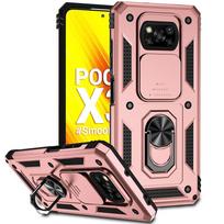 Capa for Xiaomi POCO X3 Pro Case Cover for POCO X3 NFC Camera Lens Protective Armor Shockproof Magnetic Holder Ring Fundas Coque for Poco X3 Pro rožinio aukso spalvos