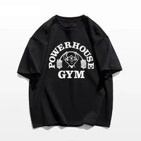 Powerhouse Gym Print Cotton T-shirt Men Women Sportswear Oversized Tshirt Short Sleeve Tee Summer Fitness T Shirts Clothes To... S įvairiaspalvis