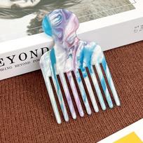 High-End Anti-Static Acetate Hair Comb with Fine Teeth and Stylish Marble Grain for Women pudra mėlyna spalva