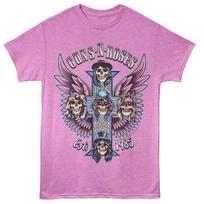 Guns N Roses Est 1985 Winged Cross Band Member Skulls Men T Shirt Rock Merch L gray