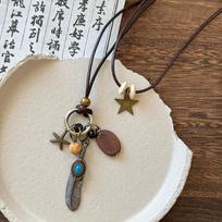 Wood Bohemian Style Choker Geometric Long Sweater Chain Antique Ethnic Style Necklace  Women Style2