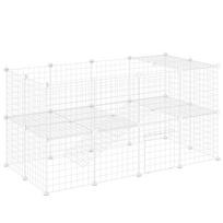 DIY 36 Panel Pet Playpen Metal Wire Fence for Chinchilla, Hedgehog, Bunny, Indoor, Outdoor Use, White 146 x 73 x 73 cm