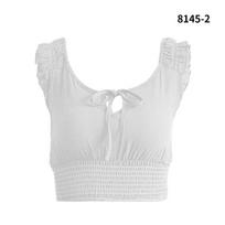 Wish popular, European and American lace-up T-shirt, women's slim-fitting waist short-sleeved T-shirt S