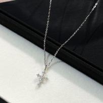 925 Sterling Silver Cross Choker Necklace with Diamonds for Women – High-End, Trendy, Versatile, and Stylish. 925 Silver platina