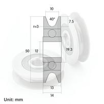 12*50*13mm V urvo ratukas Metalinis U-urvo takelis Plieninės vielos lyno keltuvo ratuko guolis Aukštos kokybės plieninis kreipiamasis ratukas Kėlimo skriemulys 1pc