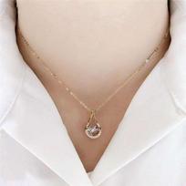 Fine Teardrop Shape Pendant Necklaces With Dazzling Tiny Round Cut For Women Cubic Zirconia Jewelry AccessoriesTrendy Pendant 45cm