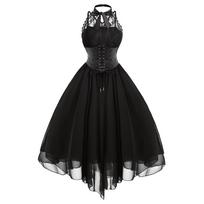 Women Sexy Lace Dress Vintage Dress Retro Court Princess Sleeveless  Dress L