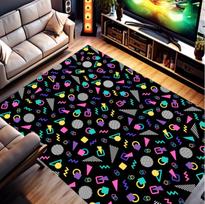 Retro Arcade Carpet Indoor Outdoor Memphis Design Area Rug 80s 90s Accent Floor Mat Game Room Bowling Alley Man Cave Home Decor 50x80cm