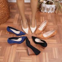 Women's Korean Style Pointed Toe Low-Cut Mary Jane Shoes – Slip-on, Inner Height Boost, Elegant, Perfect for Work and Commuting in Spring/Autumn. 38