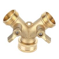 G3/4 Y Shape 2 Way Brass Hose Splitter with Water Faucet Ball Valve for Garden Greenhouse