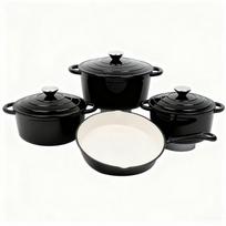 Emaliuotas puodų rinkinys: Buitiniai sriubos, troškinių ir universalūs puodai - 4 vnt. 72A Round Frying Pan, 1.5L black