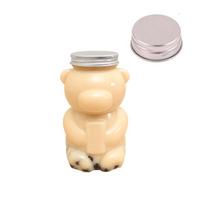 500 ml Kawaii Bear vandens butelis pieno arbatos kavos sultims nešiojamasis gėrimo puodelis skaidrus gėrimų butelis su dangteliu A beige
