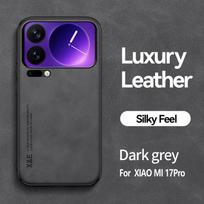 Skirta Xiaomi 17 Pro Max dėklas, prabangus magnetinis automobilio laikiklis, odinis telefono dėklas, skirtas Xiaomi Mi 17 17 Pro, silikoninis galinis dangtelis For Xiaomi 17 tamsiai pilka spalva