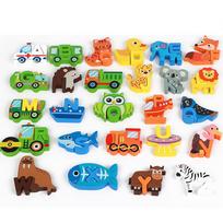 Wooden Animal Alphabet 3D Puzzle Toys Montessori ABC Learning Educational Toys For Toddlers Kids Early Preschool Gift blue
