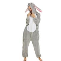 Animal Onesie pižama suaugusiems vaikams Unisex flaneliniai vientisi miegui skirti Helovino kostiumai, skirti namų aprangai 120 cm Rabbit white