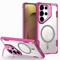 Luxury Transparent Shockproof Armor Case For Samsung Galaxy S25 S24 Ultra Plus Edge S25Ultra Magsafe Wireless Charge Stand Cover For Samsung S24