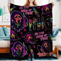 Scream Ghostface Killer Cover Blanket Classic Ghostface Mask Horror Film Halloween Bedroom Ambiance Blanket 75x90cm gray