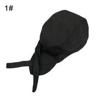 Professional Chef Hat Cooking Head Wrap Kitchen Catering Skull Cap Ribbon Turban juoda