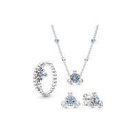 Pandora moliūgo vežimo žiedas ir auskarų rinkinys moterims papuošalai Sidabrinis R800458 Box,54 white
