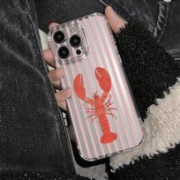 Luxury Phone Case For Samsung A16 A15 A05S A34 A24 A05 A04 4G Simple Red Striped Crayfish Pattern Soft Shockproof Funda Samsung A17 gryna