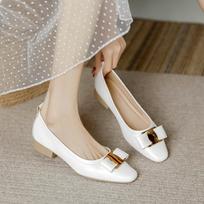 Chunky Low Block Heels for Women Comfortable Square Closed Toe Casual Ballet Shoes Comfortable Pumps Shoes Dress Flat Shoes Women's Work Flats Loafers 34