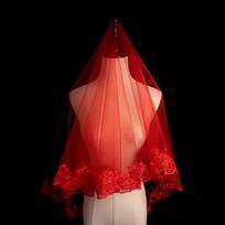 Lace Chinese Wedding Gowns Short Xiuhe Dress Veil Exquisite Gold Embroidery Red Bridal Veil  Party Style F