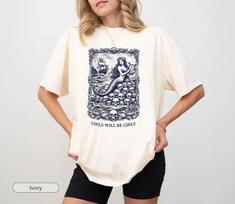 Vintage Mermaid Siren sHirT, Girls Will Be Girls Feminist Tee XXXXL