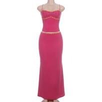 Sweet French Style Women Lace Chiffon Camisole Midi Skirt Casual Two Piece Set S