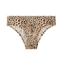 Personalized sexy leopard print briefs low waist European and American printing pure desire ice silk seamless invisible underwear women S