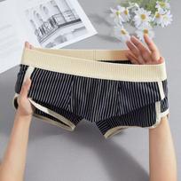 Hong Kong Style Striped Pure Cotton Men's Underwear - Individually Packaged, Single Piece Order. XXXL (70~80 kg)