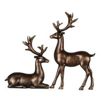 1 pora Kalėdų galvanizuoto auksinio elnio statulėlės Stovinčios Sėdinčios briedžio figūrėlės Elnio skulptūra Namų biuro stalviršio dekoravimo ornamentas