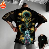Dragon Ball  Print of Goku From The Anime for Men As A Super Saiyan From Harajuku Style Retro Summer Loosefitting for S