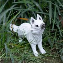 Handcrafted wood carving Fox Statue Cute Fox Figurines Desk Ornament Decorations Accessories Animal Sculpture Home Decor Crafts
