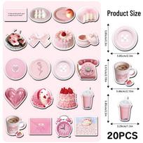 20 Soft Pink Magnetic Refrigerator Magnets - Sweet DIY Decorative Stickers